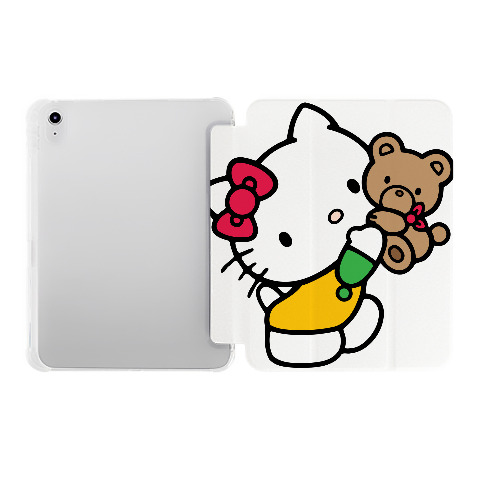 （画像用） Hello Kitty ハローキティ IPad ケース ペン収納付き 三つ折りスタンド PUレザー×シリコン 対応機種9.5/10.5/10.9インチ